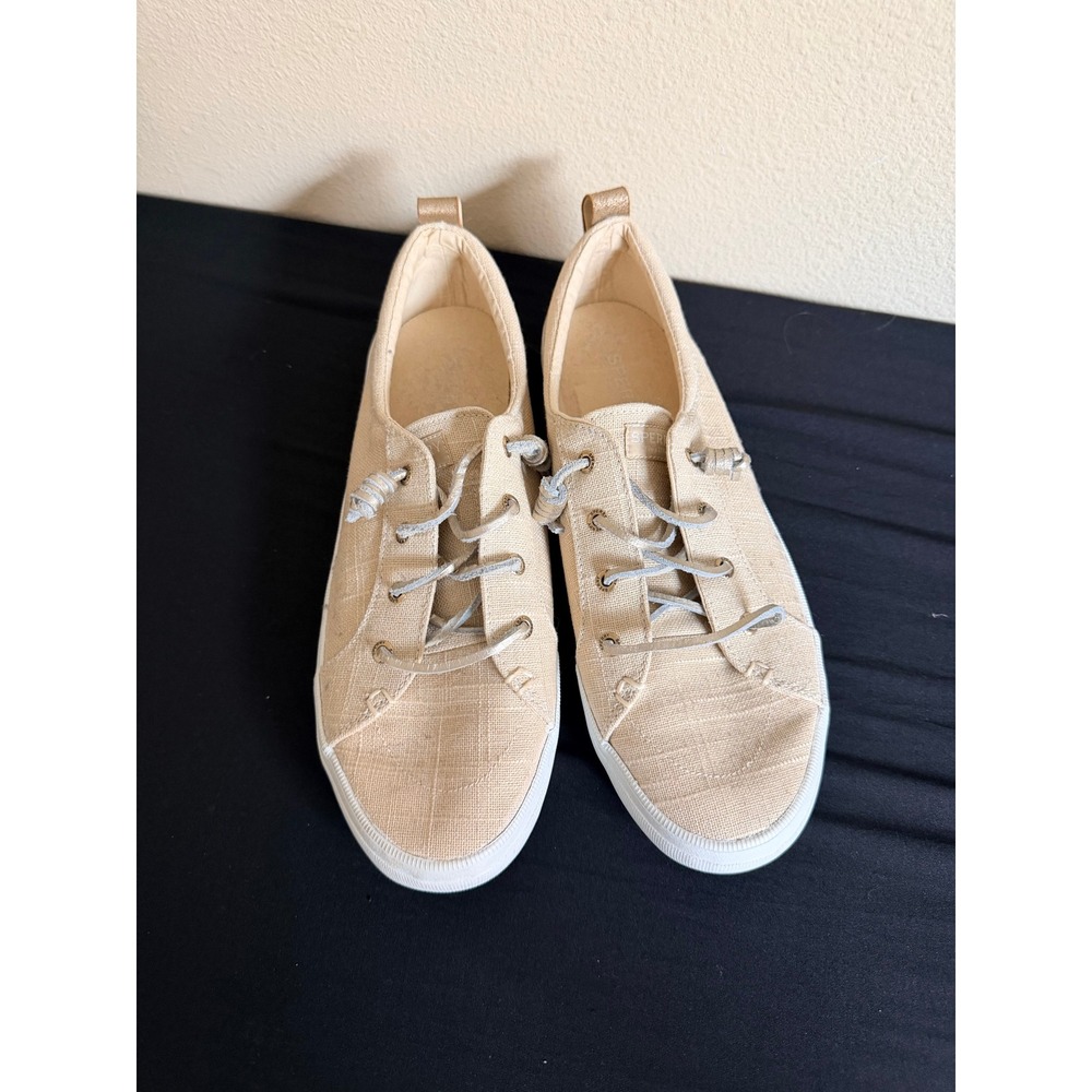 Sperry Top Sider Women's Canvas Sneakers Tan Lace Up Comfort Shoes Size 11M